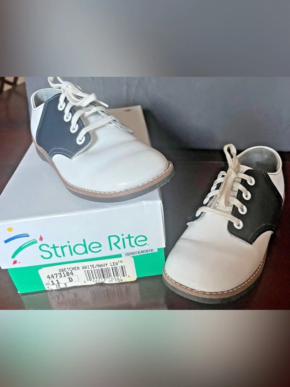 Stride Rite - Navy/White Leather Shoes Size Youth 11 D